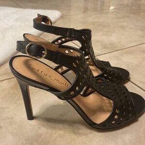 NEW Bettye Muller GENUINE leather open tie sandles.Black size 7M cut out design